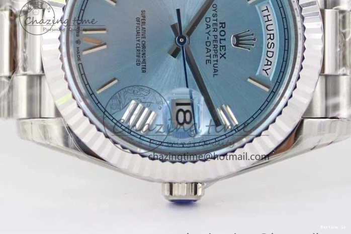 1230 Soft Day Date 40mm SS 904L Steel TWF 1:1 Best Edition Ice Blue Roman Dial on SS Bracelet A 2359